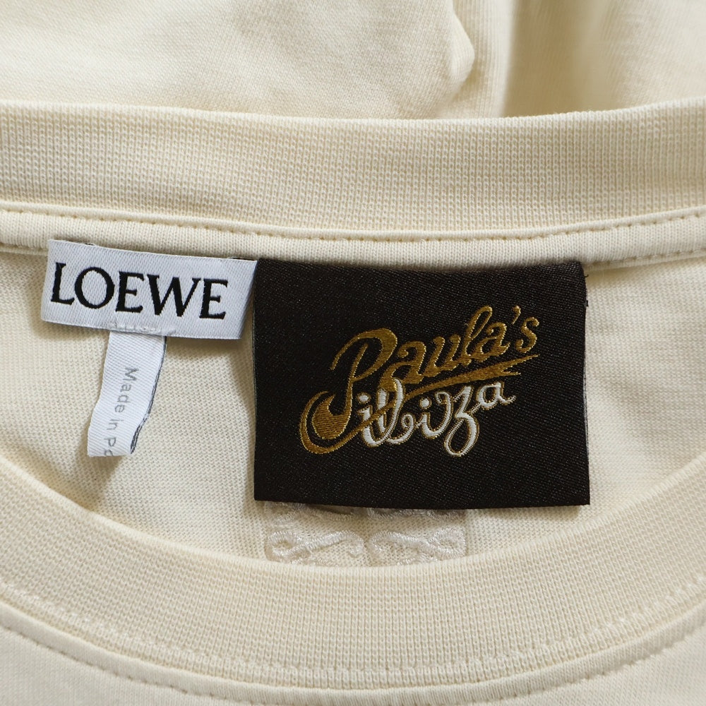 LOEWE(ロエベ) 22SS Cactus Logo Embroidery Tee パウラズイビザ ロゴ刺繍ショートスリーブカットソー 半袖Tシャツ ベージュ S616Y22J02