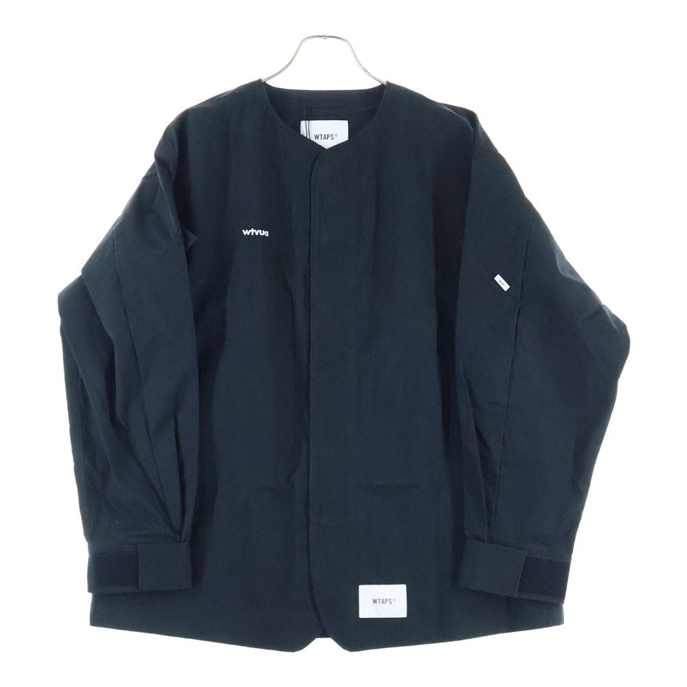 WTAPS(ダブルタップス) 22SS SCOUT LS NYCo TUSSAH バッククロス刺繍ノーカラージャケット ブラック 221WVDT-SHM04