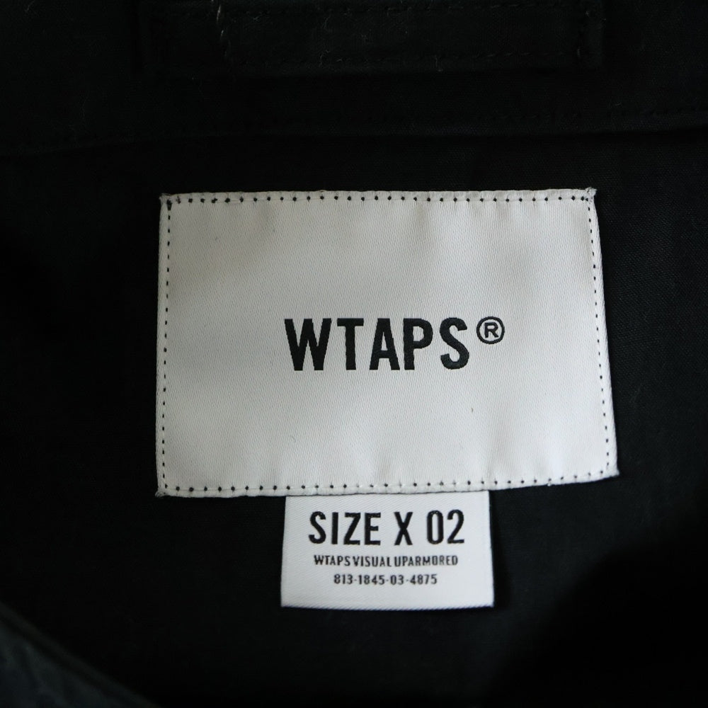 WTAPS(ダブルタップス) 22SS SCOUT LS NYCo TUSSAH バッククロス刺繍ノーカラージャケット ブラック 221WVDT-SHM04