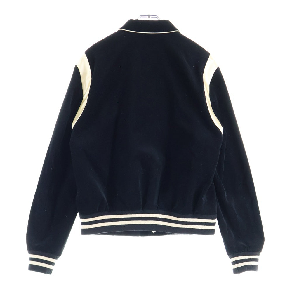 CELINE(セリーヌ) 19AW Teddy Jacket in Corduroy 2V191824D サテン切替 コーデュロイ テディジャケット ブルゾン スタジアムジャケット スタジャン ブラック