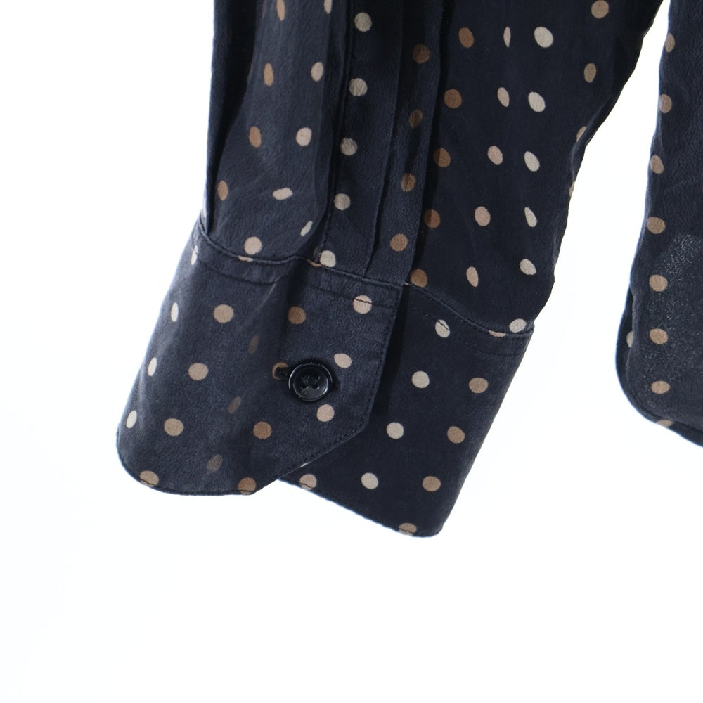 SAINT LAURENT PARIS(サンローランパリ) Polka Dot Print Shirt 646850 Y2G41 ドット柄シルク長袖シャツ ブラック