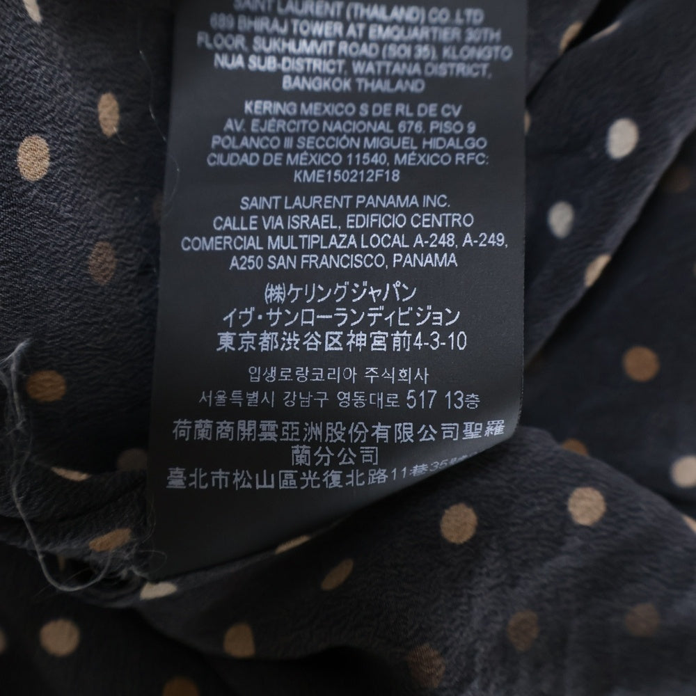 SAINT LAURENT PARIS(サンローランパリ) Polka Dot Print Shirt 646850 Y2G41 ドット柄シルク長袖シャツ ブラック
