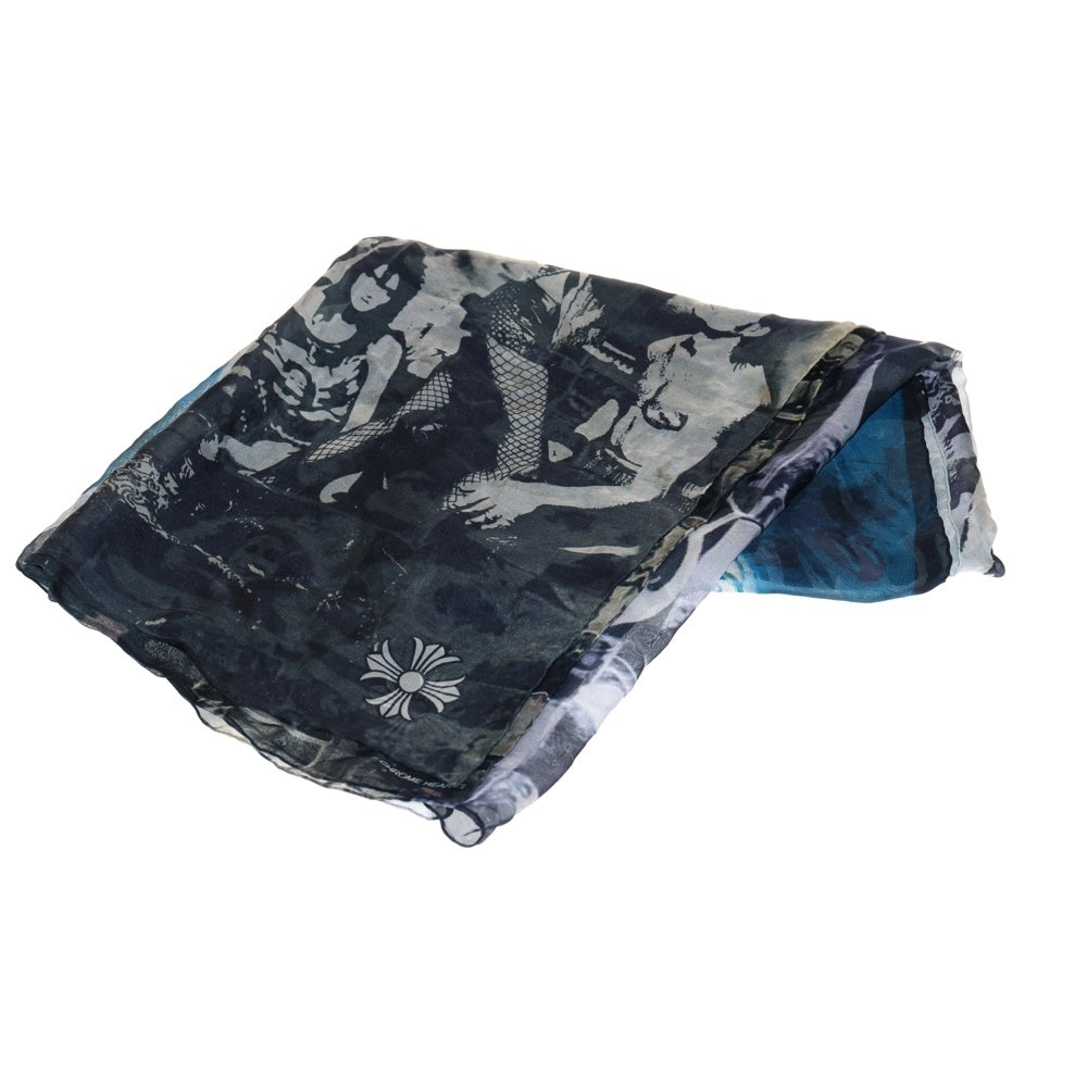 CHROME HEARTS(クロムハーツ) LIPSTONGUE ROLLING STONES SILK SCARF リップアンドタン ローリングストーンズ シルク総柄スカーフ ブラック