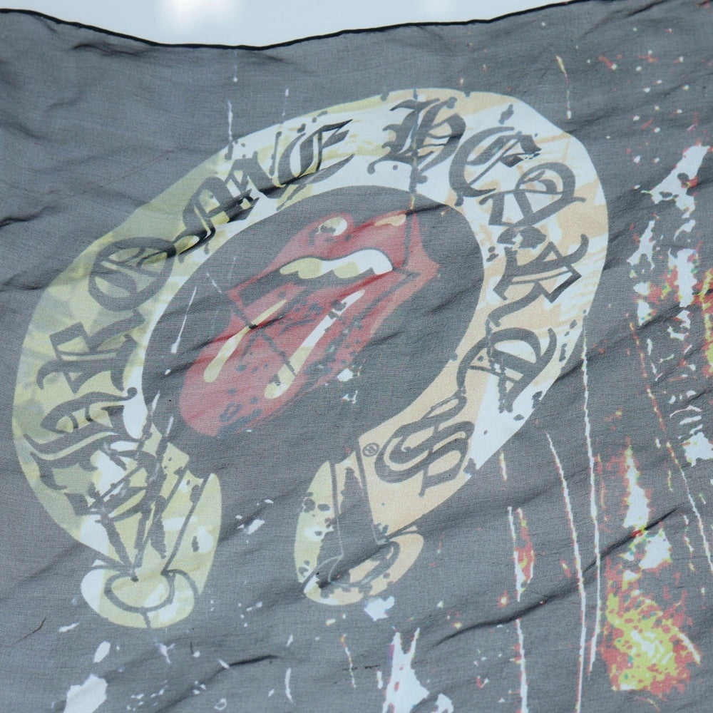 CHROME HEARTS(クロムハーツ) LIPSTONGUE ROLLING STONES SILK SCARF リップアンドタン ローリングストーンズ シルク総柄スカーフ ブラック