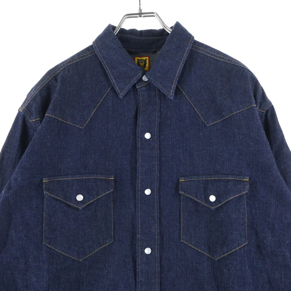 HUMAN MADE(ヒューマンメイド) 23SS DENIM WESTERN SHIRT デニムウエスタンシャツ ロゴプリント インディゴ