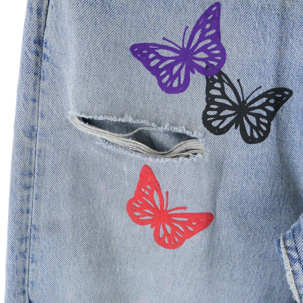 Levi's(リーバイス) ×About Dreams 501 Butterfly Denim ×アバウトドリームズ バタフライプリント リメイクデニムパンツ インディゴ