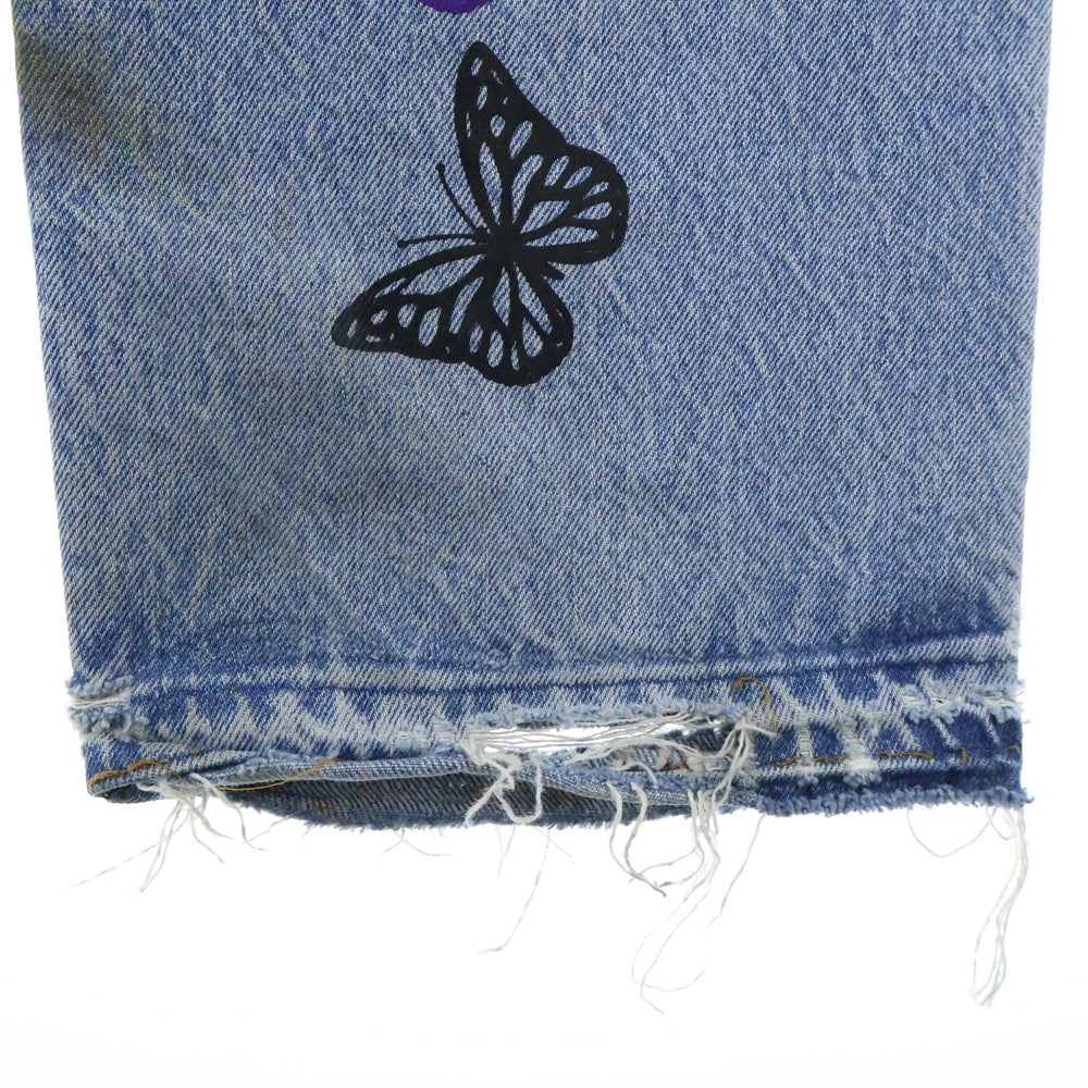 Levi's(リーバイス) ×About Dreams 501 Butterfly Denim ×アバウトドリームズ バタフライプリント リメイクデニムパンツ インディゴ