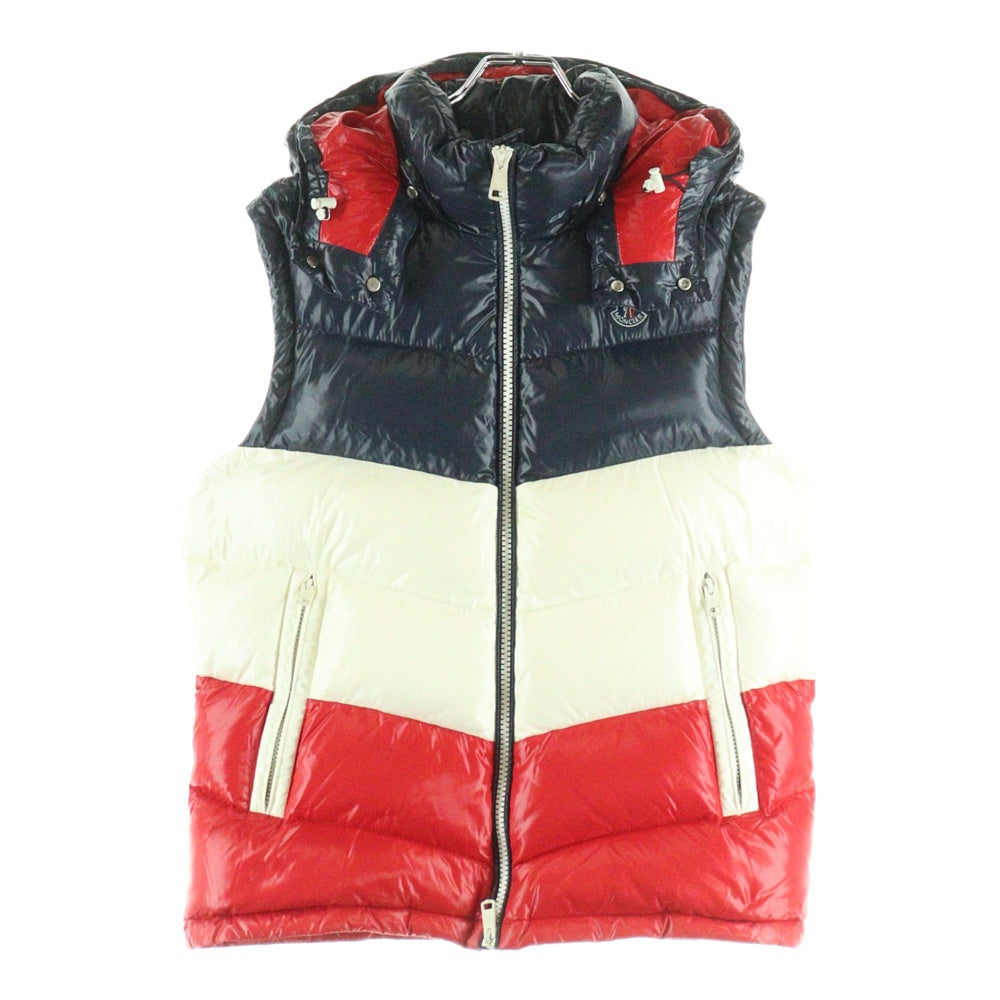 MONCLER(モンクレール) ×KITH PELAT CLASSIC BOX LOGO DOWN VEST C20964330805 ×キス クラシックボックスロゴ トリコロール ダウンベスト ホワイト/レッド/ネイビー