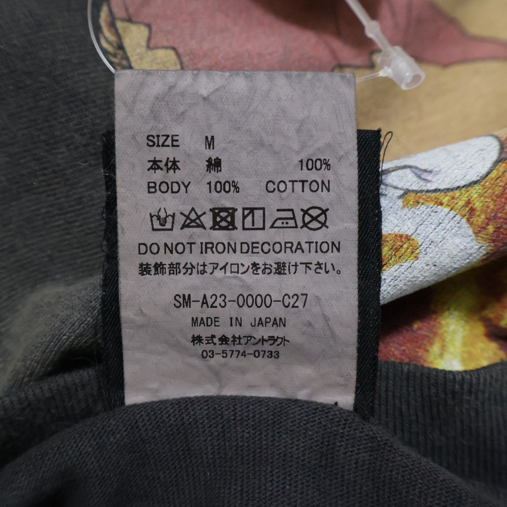 SAINT MICHAEL(セントマイケル) ONE PIECE OP_SS T-Shirt ワンピース ルフィ ヴィンテージ加工 プリント 半袖Tシャツ グレー