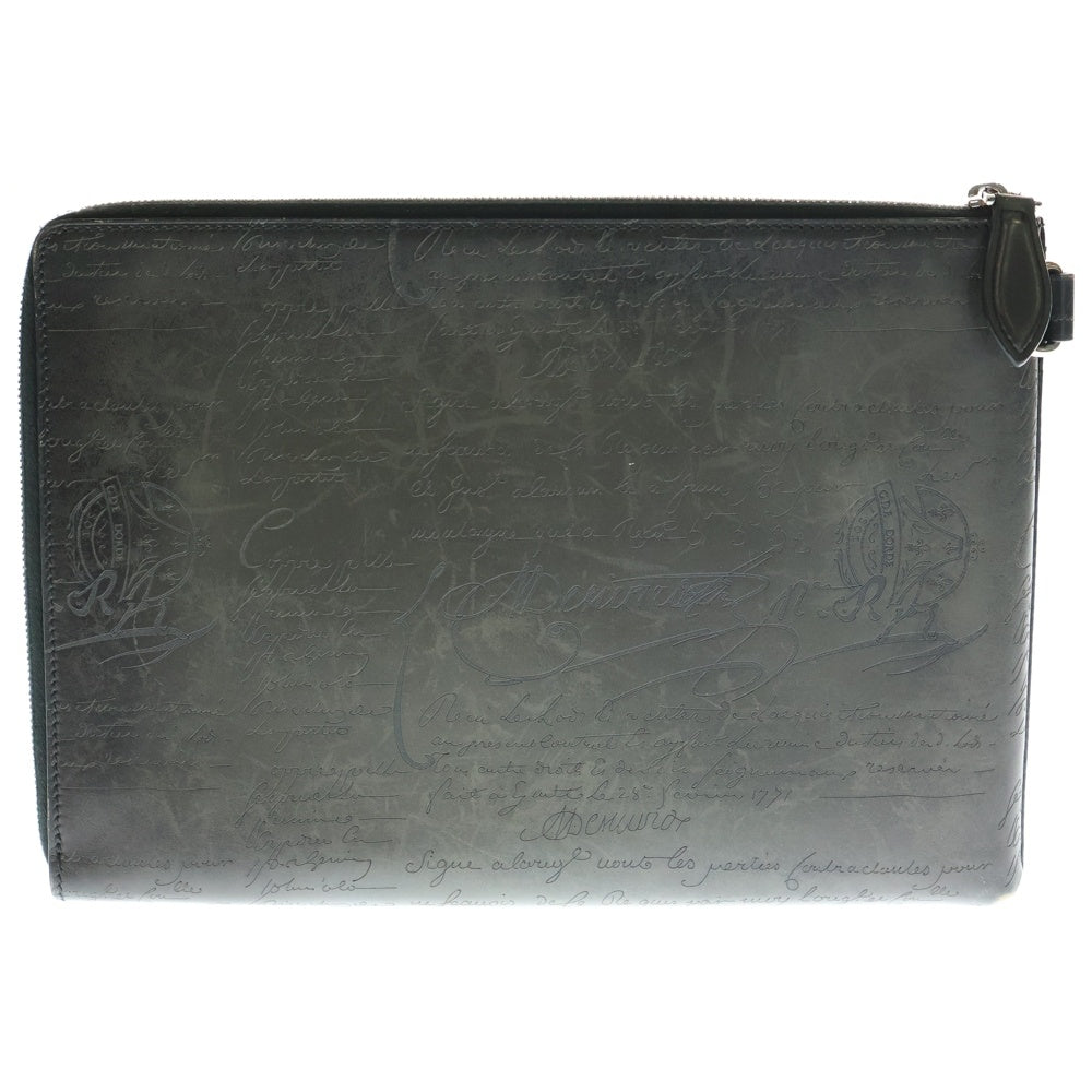 Berluti(ベルルッティ) ニノGM カリグラフィ スクリット パティーヌ クラッチバッグ セカンドバッグ レザー グレー シルバー金具