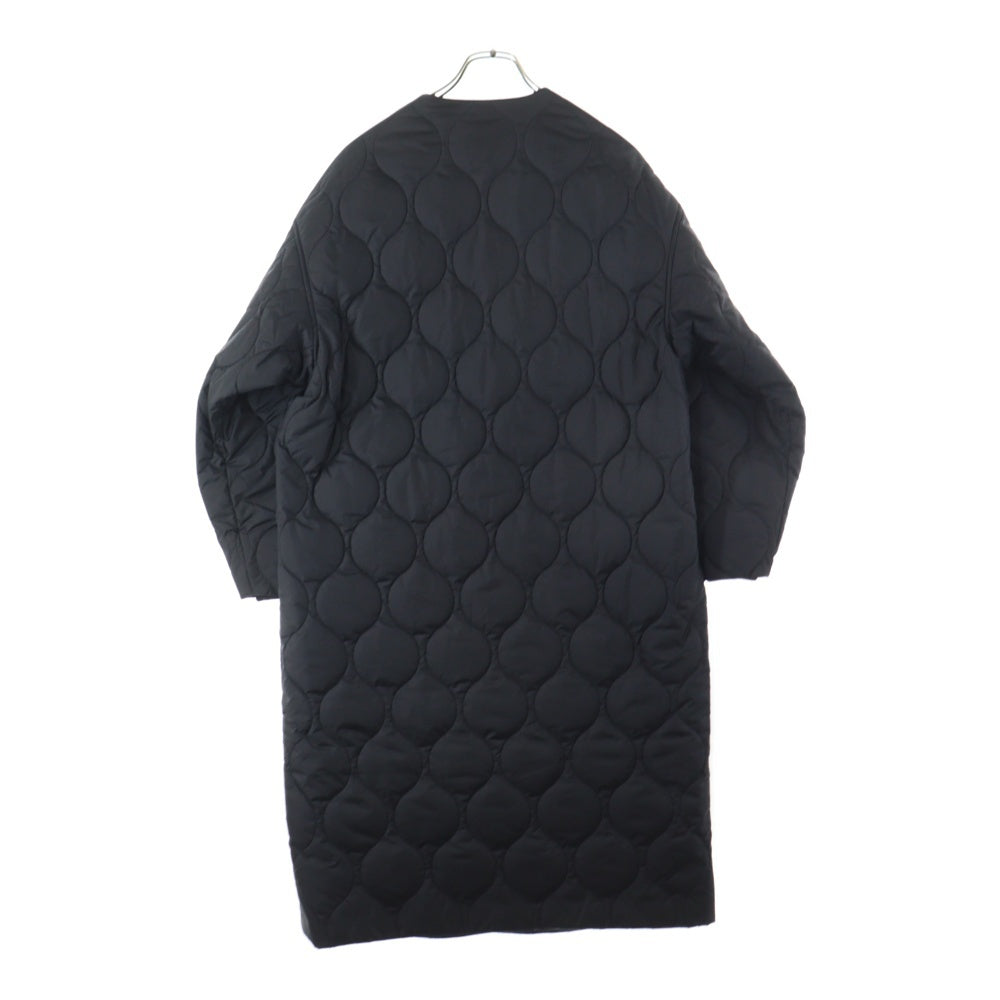 HYKE(ハイク) キルティング ナイロン ノーカラーコート ブラック