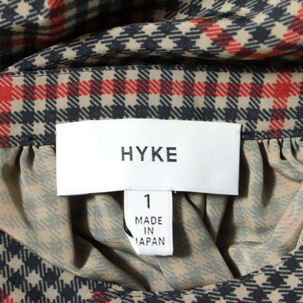 HYKE(ハイク) PLAID GATHERED BLOUSE チェックブラウス 長袖シャツ マルチ レディース