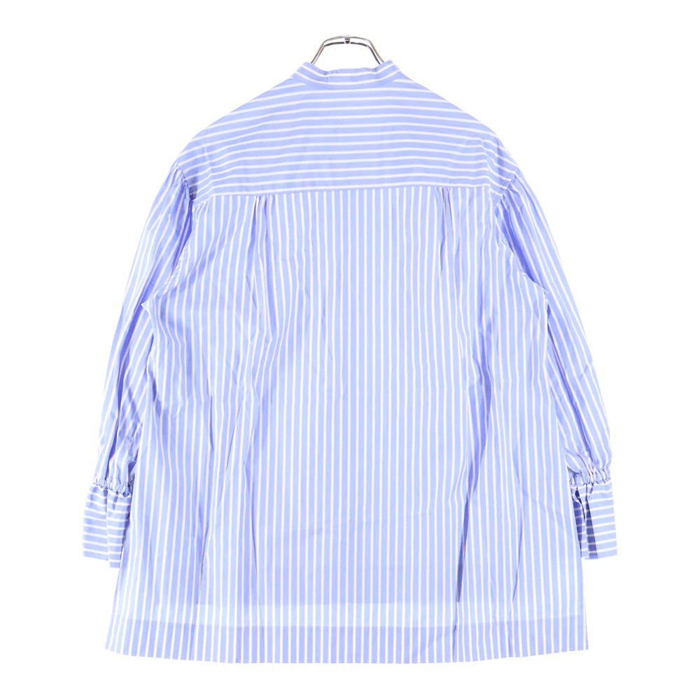 MACPHEE(マカフィ) スタンドカラー ストライプ 長袖シャツ ブルー レディース 12-01-31-01702