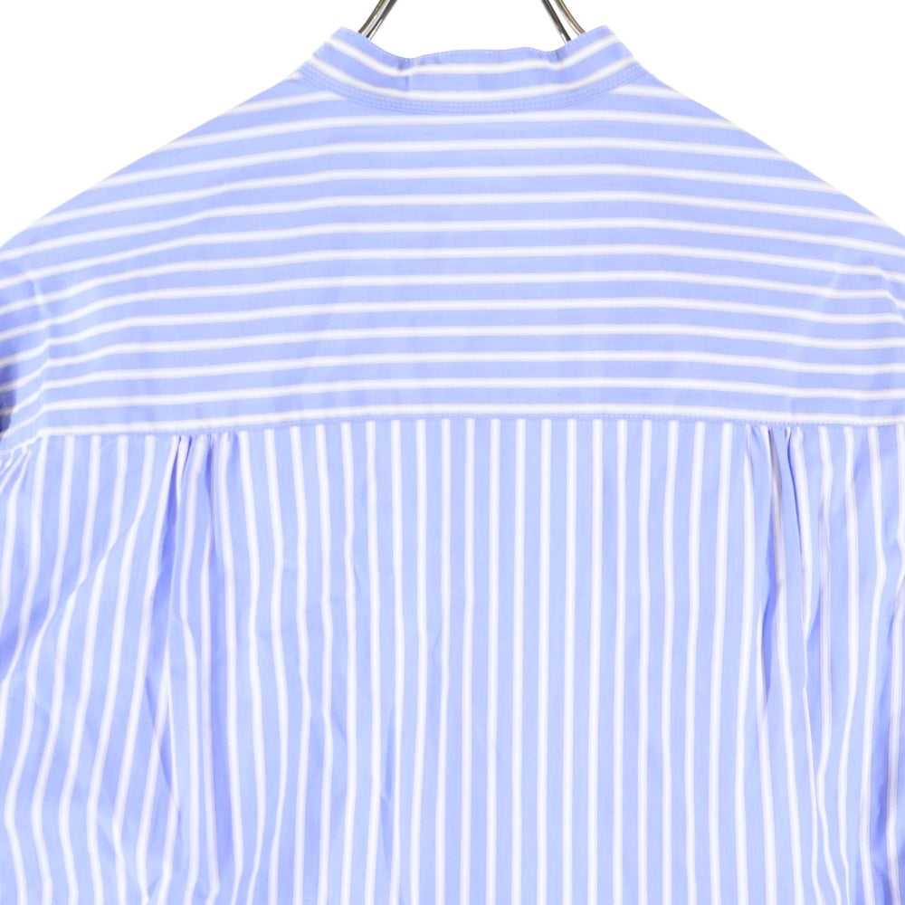 MACPHEE(マカフィ) スタンドカラー ストライプ 長袖シャツ ブルー レディース 12-01-31-01702