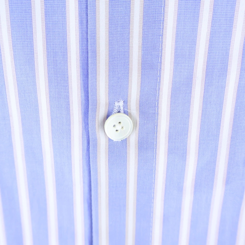 MACPHEE(マカフィ) スタンドカラー ストライプ 長袖シャツ ブルー レディース 12-01-31-01702