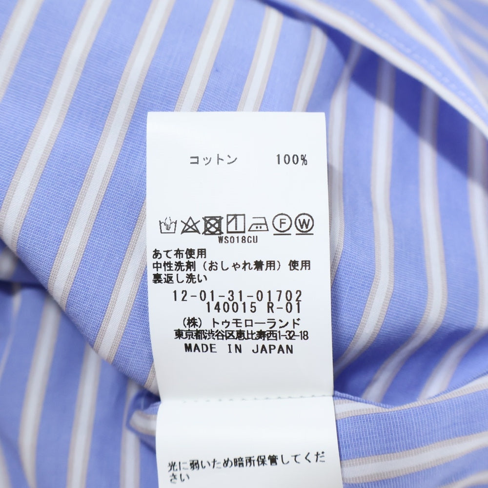 MACPHEE(マカフィ) スタンドカラー ストライプ 長袖シャツ ブルー レディース 12-01-31-01702