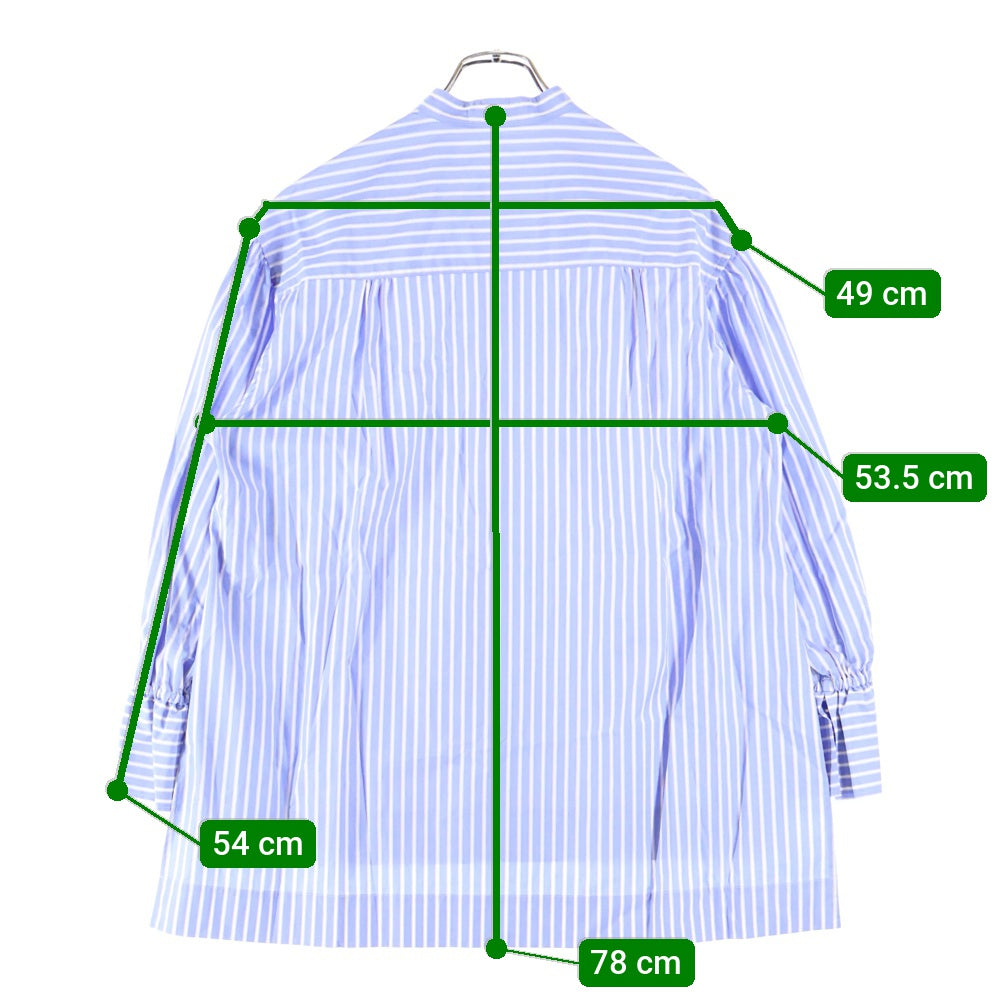 MACPHEE(マカフィ) スタンドカラー ストライプ 長袖シャツ ブルー レディース 12-01-31-01702