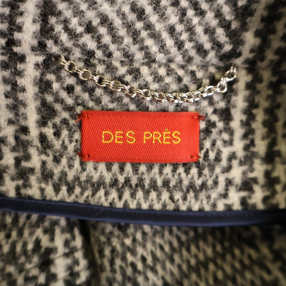 DES PRES(デプレ) チェック ウール コート グレー レディース 22-08-75-08301