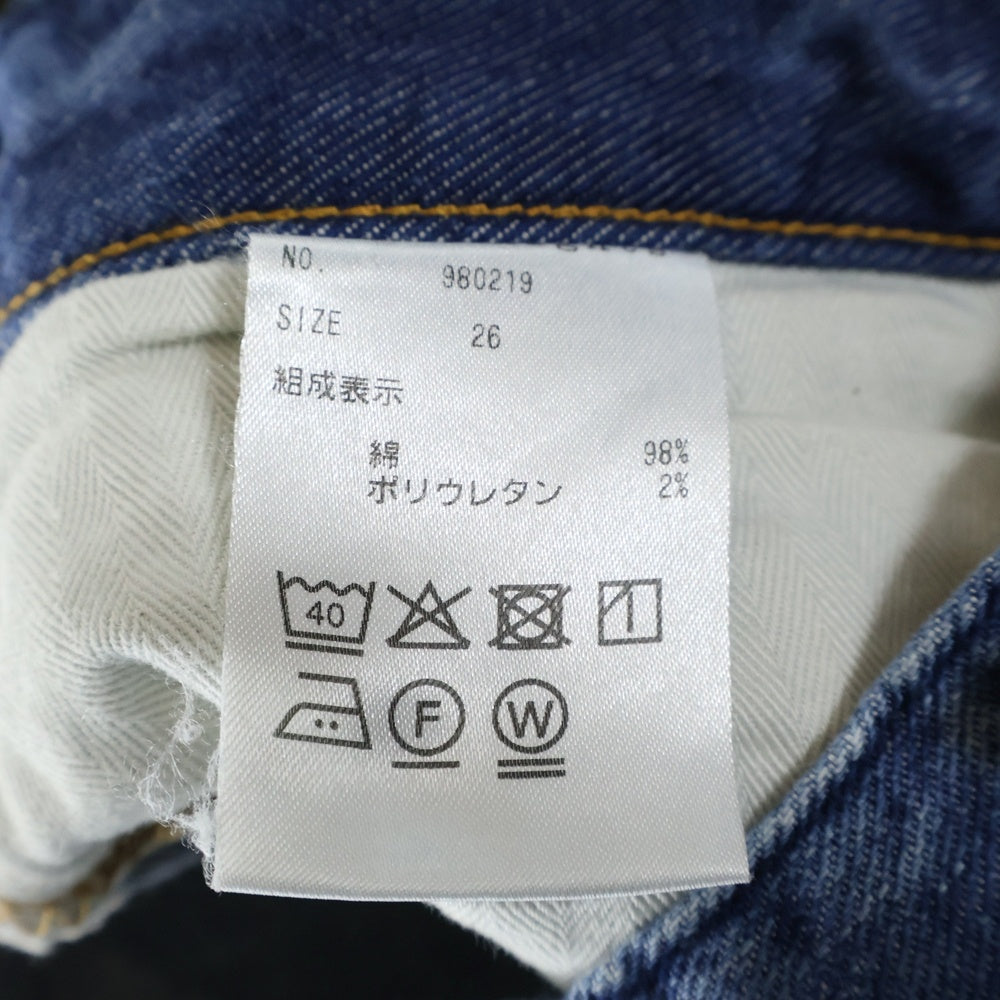 upper hights(アッパーハイツ) THE STELLA 980219 ジップフライ デニム パンツ インディゴ レディース