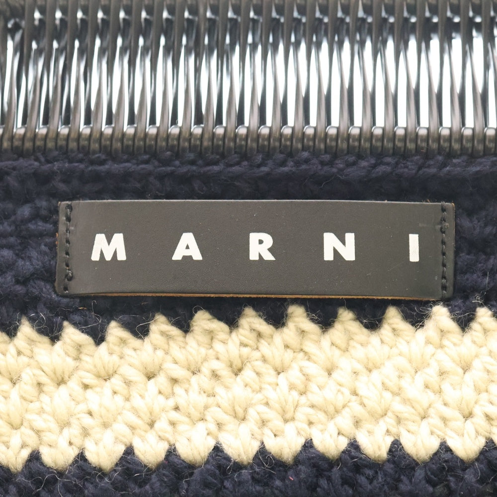 MARNI(マルニ) MARKET CROCHET BAG クロシェ ニット ハンドバッグ ブラック/ネイビー