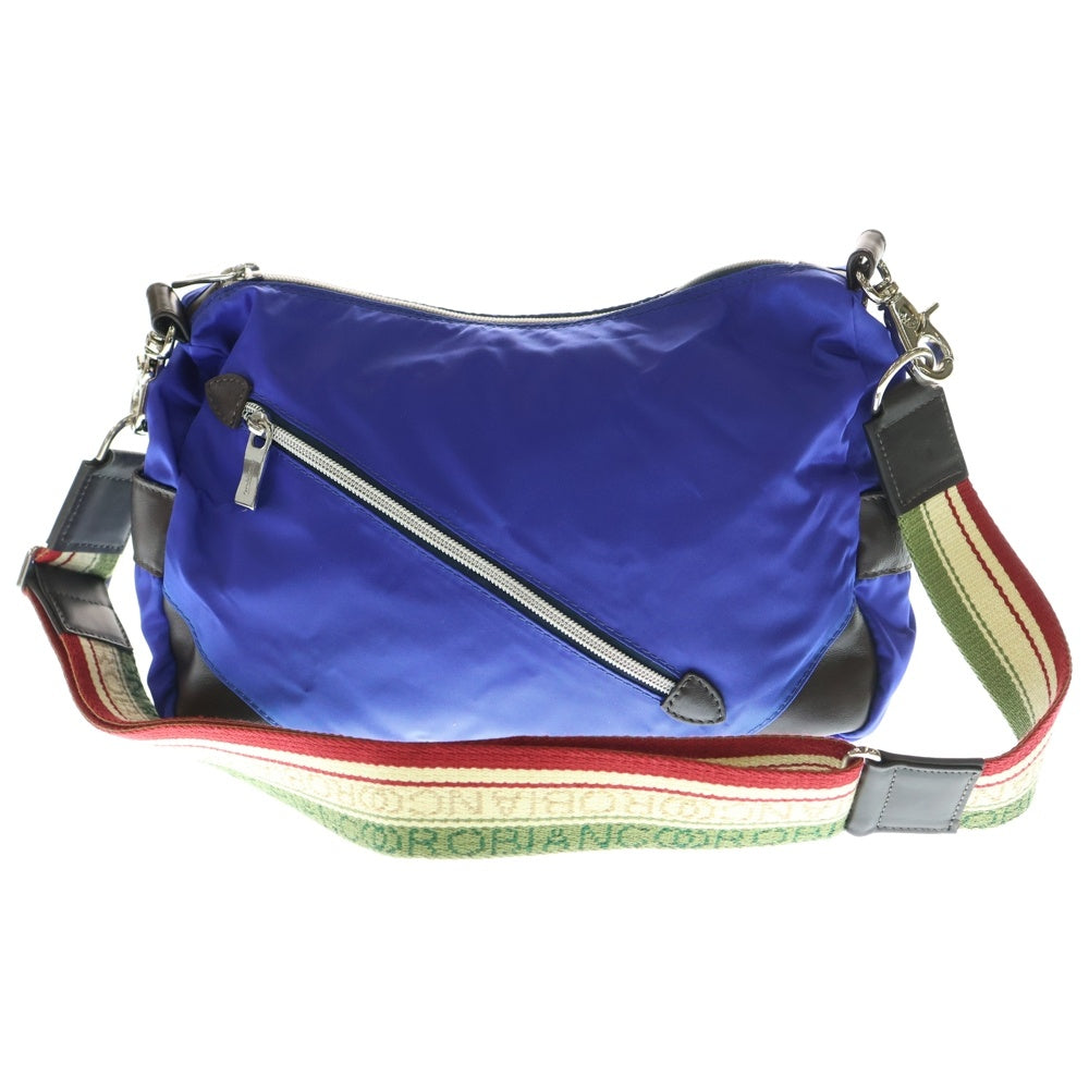 Orobianco(オロビアンコ) レザーロゴパッチ ナイロン ショルダーバッグ ブルー
