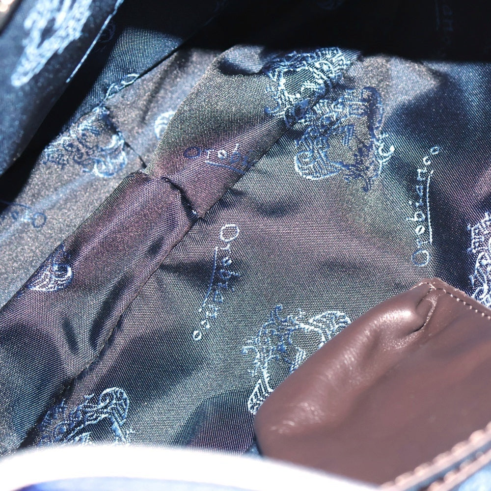 Orobianco(オロビアンコ) レザーロゴパッチ ナイロン ショルダーバッグ ブルー