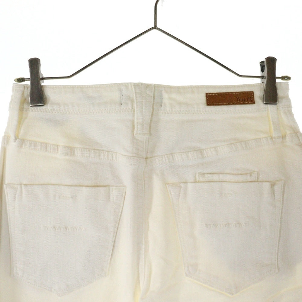 YANUK(ヤヌーク) カットオフ ワイド デニムパンツ ホワイト レディース 57181028