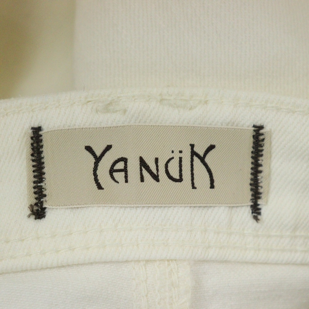 YANUK(ヤヌーク) カットオフ ワイド デニムパンツ ホワイト レディース 57181028