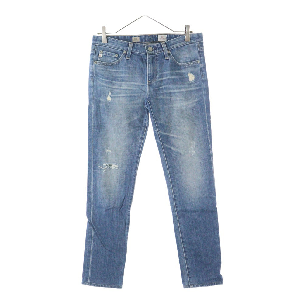 ADRIANO GOLDSCHMIED(アドリアーノゴールドシュミット) ジップフライ ダメージ加工 デニム スキニーパンツ インディゴ レディース AG-21351