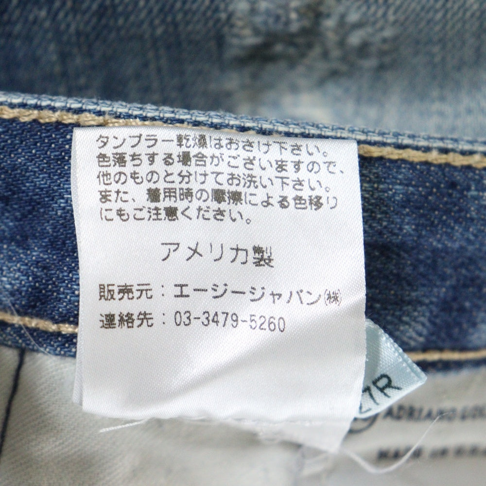 ADRIANO GOLDSCHMIED(アドリアーノゴールドシュミット) ジップフライ ダメージ加工 デニム スキニーパンツ インディゴ レディース AG-21351