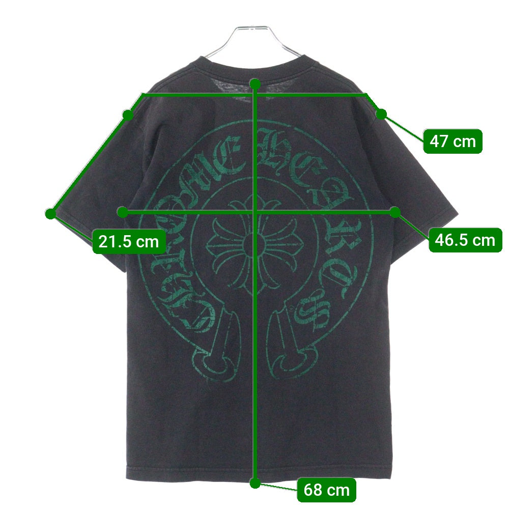 CHROME HEARTS(クロムハーツ) OLD CH PLS S/S TEE オールドバックホースシュープリント 半袖Tシャツ カットソー ブラック/グリーン