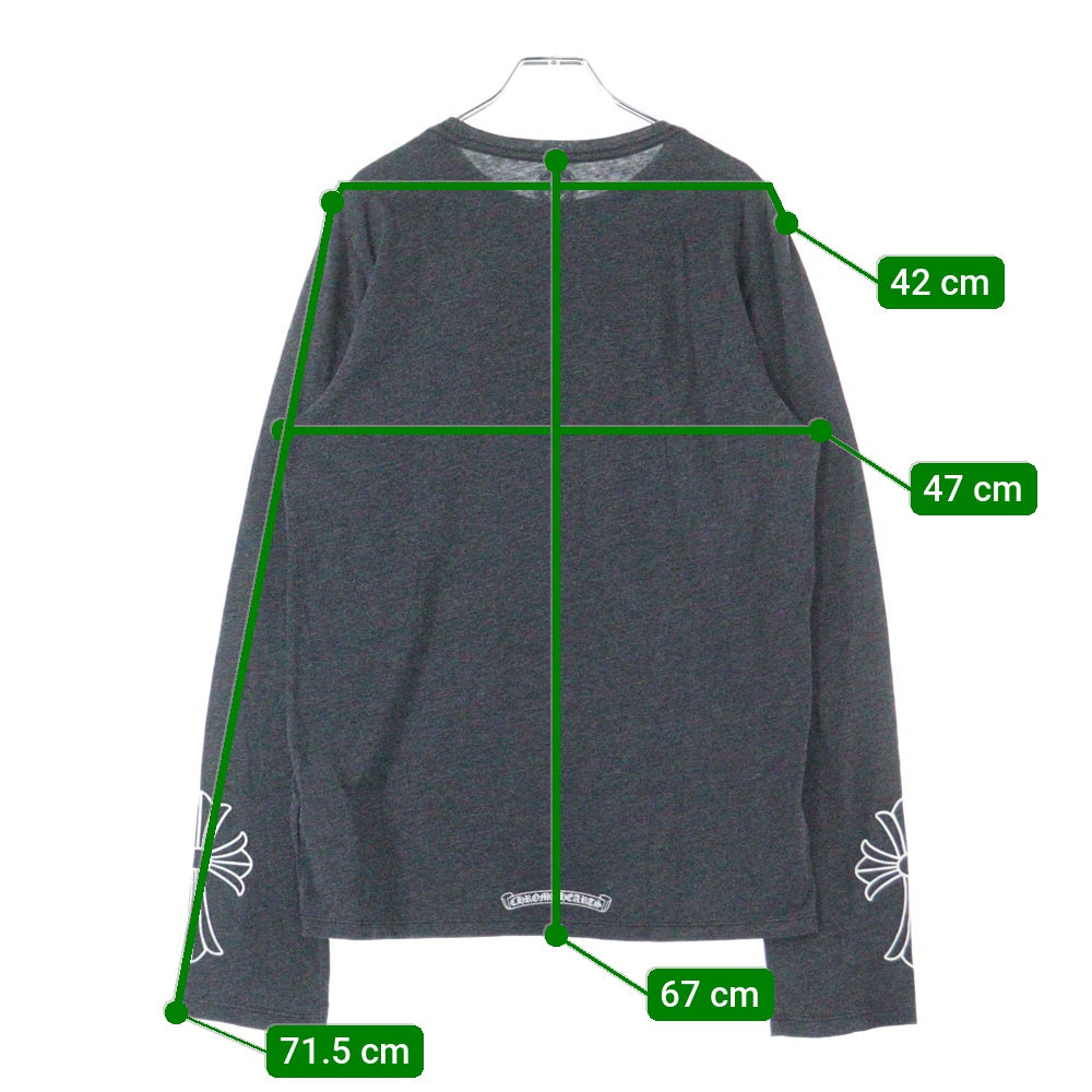 CHROME HEARTS(クロムハーツ) CUFF CROSS L/S カフクロス 長袖Tシャツ ロンT グレー/ホワイト