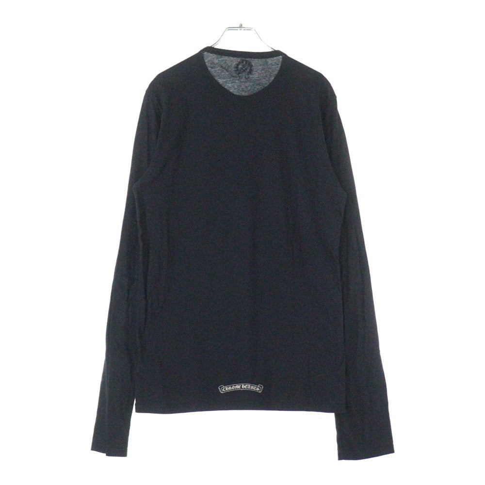 CHROME HEARTS(クロムハーツ) CHクロスプリント クロスボールボタン付き ヘンリーネック長袖Tシャツ カットソー ブラック