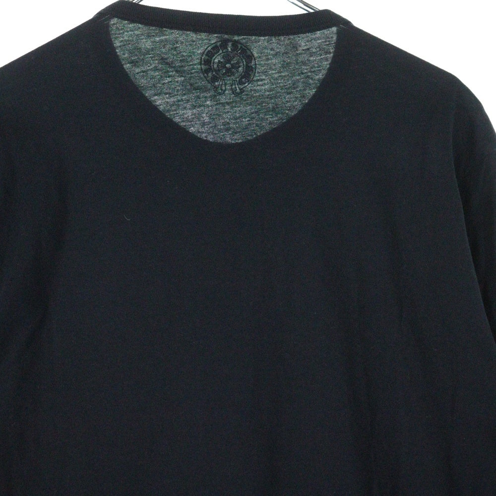 CHROME HEARTS(クロムハーツ) CHクロスプリント クロスボールボタン付き ヘンリーネック長袖Tシャツ カットソー ブラック