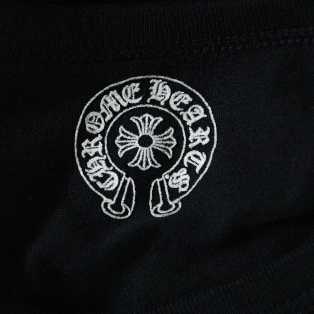CHROME HEARTS(クロムハーツ) CHクロスプリント クロスボールボタン付き ヘンリーネック長袖Tシャツ カットソー ブラック
