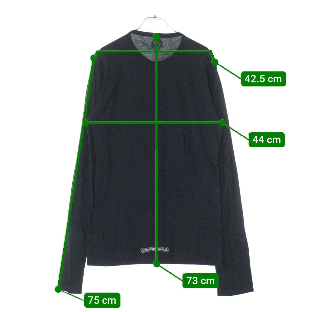 CHROME HEARTS(クロムハーツ) CHクロスプリント クロスボールボタン付き ヘンリーネック長袖Tシャツ カットソー ブラック