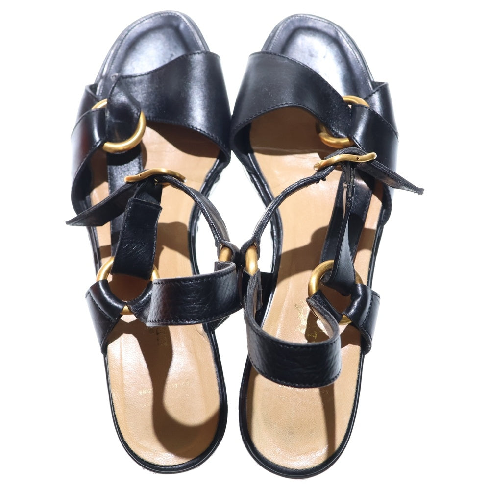 HERMES(エルメス) レザー コーンヒール パンプス ブラック レディース