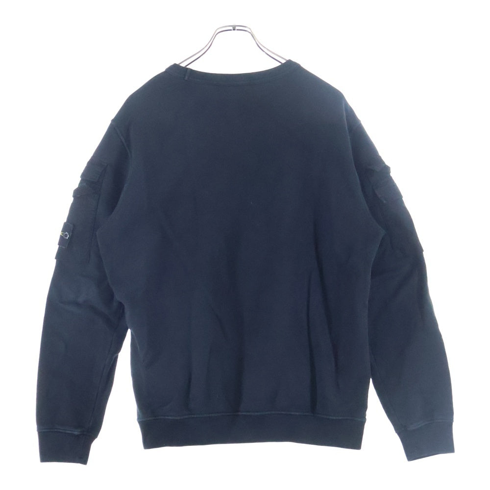 STONE ISLAND(ストーンアイランド) SHOULDER POCKET CREWNECK SWEATSHIRT 791560577 ダブルポケットワッペン付クルーネック長袖トレーナー スウェット ブラック