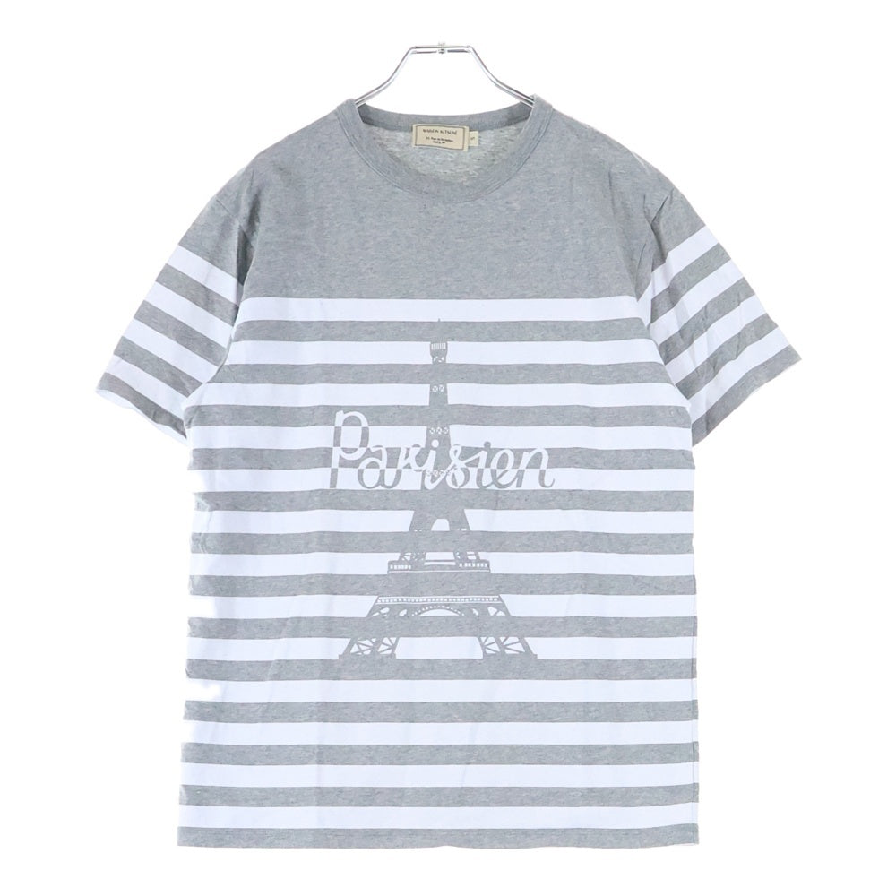 MAISON KITSUNE(メゾンキツネ) パリジャン プリント ボーダー 半袖Tシャツ グレー GM00108KJ0010 レディース