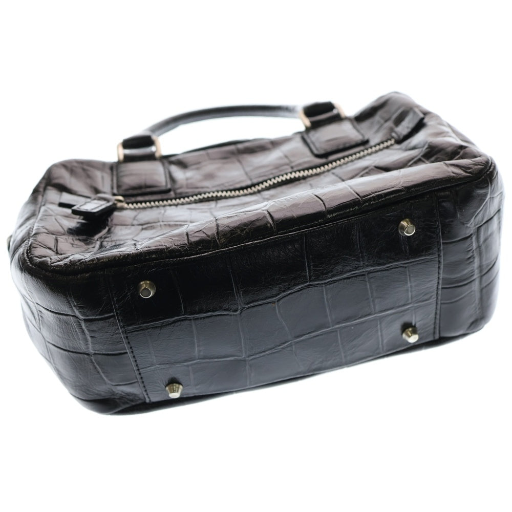 DES PRES(デプレ) クロコ型押し 2WAY ハンドバッグ ショルダーバッグ ブラック