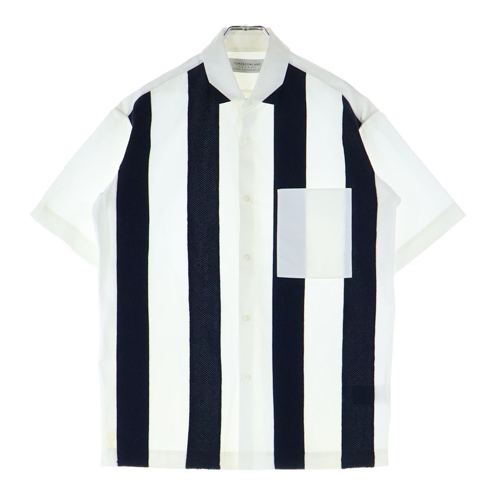 TOMORROWLAND(トゥモローランド) ストライプ 半袖シャツ ネイビー/ホワイト 63-05-62-05213