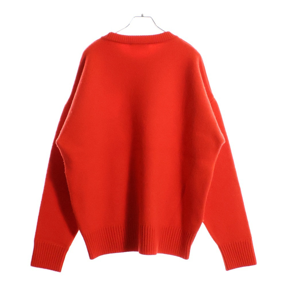 AMI Alexandre Mattiussi(アミアレクサンドルマテュッシ) 21AW ハートロゴクルーネックニットセーター H21K019.018 レッド