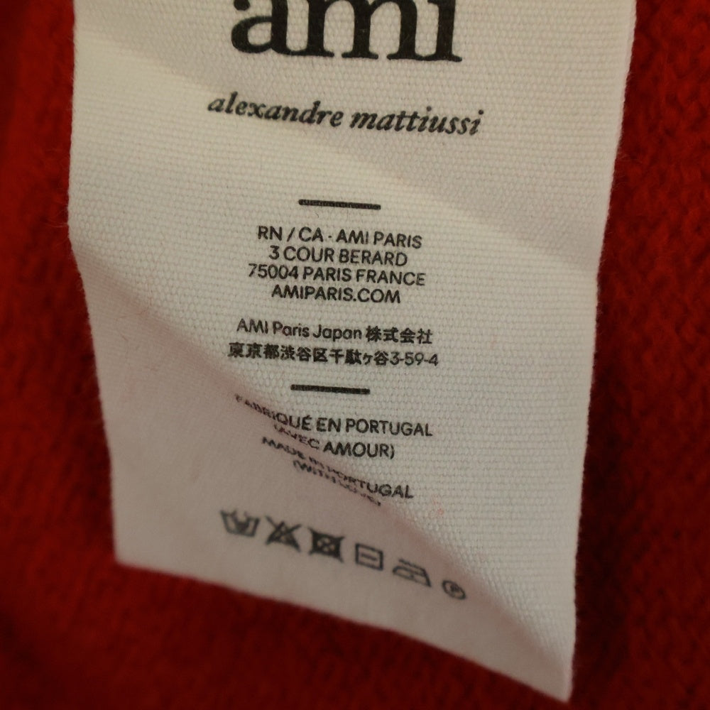 AMI Alexandre Mattiussi(アミアレクサンドルマテュッシ) 21AW ハートロゴクルーネックニットセーター H21K019.018 レッド