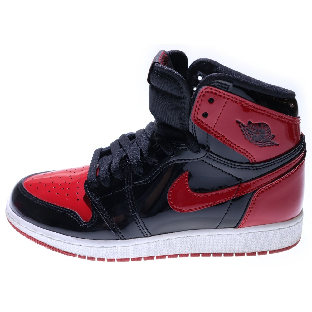 NIKE(ナイキ) AIR JORDAN1 RETRO HIGH OG Patent Bred 575441-063 エアジョーダン1 パテントブレッド ハイカットスニーカー ブラック/レッド レディース US6Y/24.0cm
