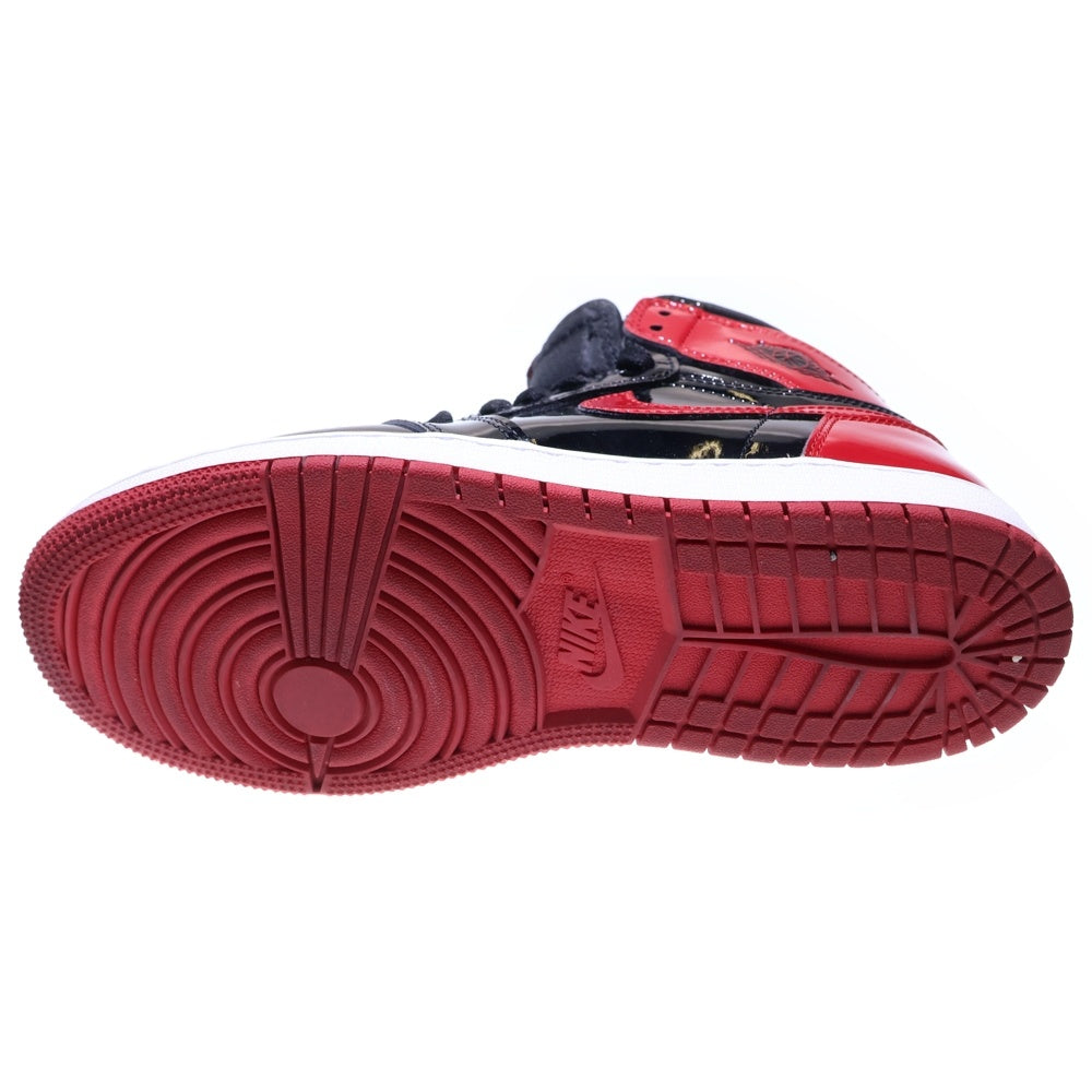 NIKE(ナイキ) AIR JORDAN1 RETRO HIGH OG Patent Bred 575441-063 エアジョーダン1 パテントブレッド ハイカットスニーカー ブラック/レッド レディース US6Y/24.0cm