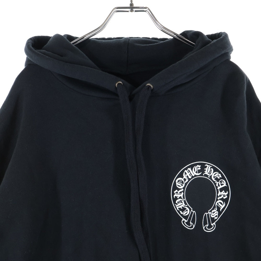 CHROME HEARTS(クロムハーツ) HORSESHOE PULLOVER HOODIE ホースシュープリント アームフローラル スウェットプルオーバーパーカー ブラック