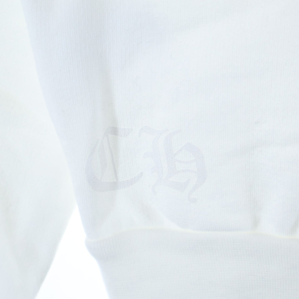 CHROME HEARTS(クロムハーツ) LOVE YOU CREW SWTSHRT 袖フローラルクロスハート ラブユー ネックプリント クルーネック プルオーバースウェットトレーナー ホワイト
