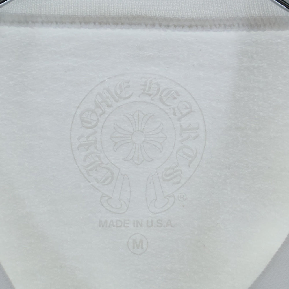 CHROME HEARTS(クロムハーツ) LOVE YOU CREW SWTSHRT 袖フローラルクロスハート ラブユー ネックプリント クルーネック プルオーバースウェットトレーナー ホワイト