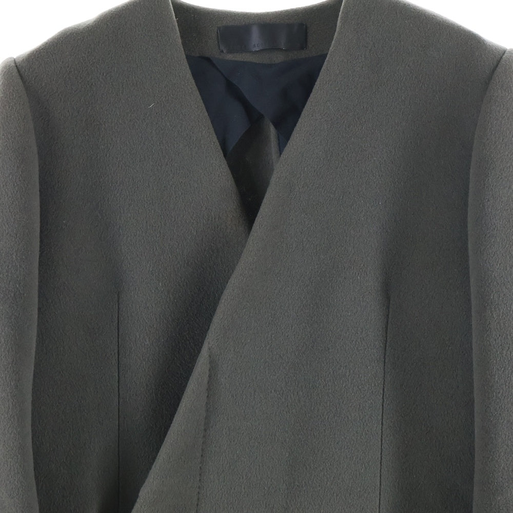 Haider Ackermann(ハイダーアッカーマン) コットン レーヨン混 ノーカラーコート カーキ