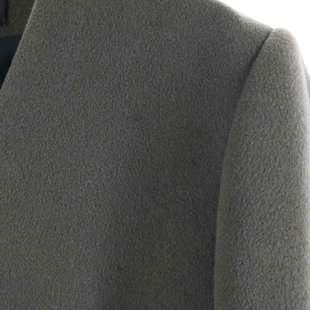 Haider Ackermann(ハイダーアッカーマン) コットン レーヨン混 ノーカラーコート カーキ